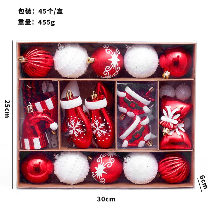 45pcs Colorful Xmas Balls – Tree Hanging Ornaments