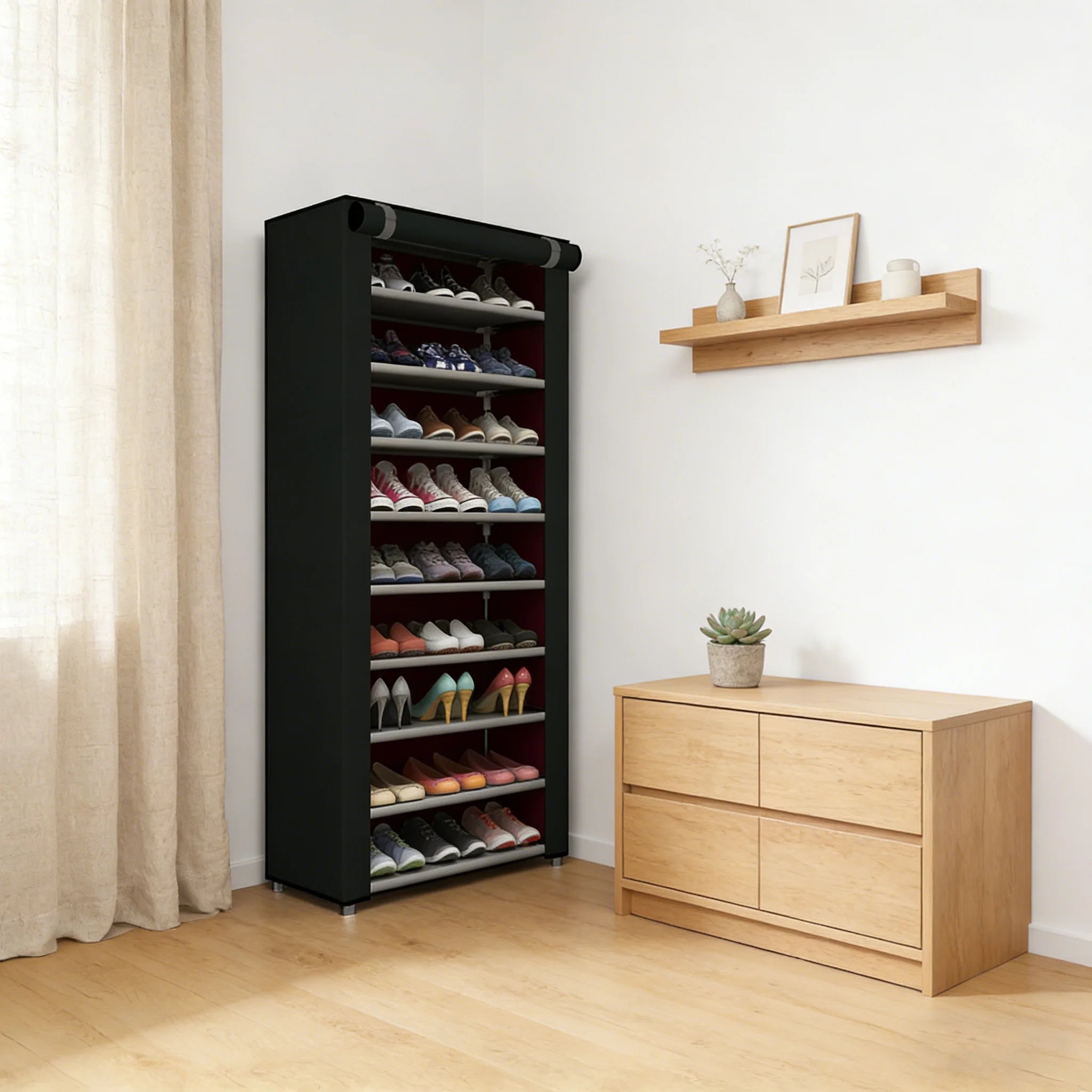 6–10 Tier Rolling Shoe Cabinet