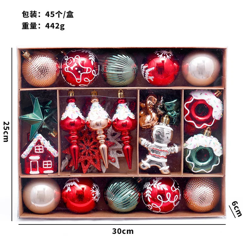 45pcs Colorful Xmas Balls – Tree Hanging Ornaments