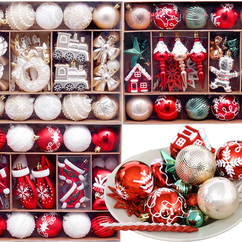 45pcs Colorful Xmas Balls – Tree Hanging Ornaments