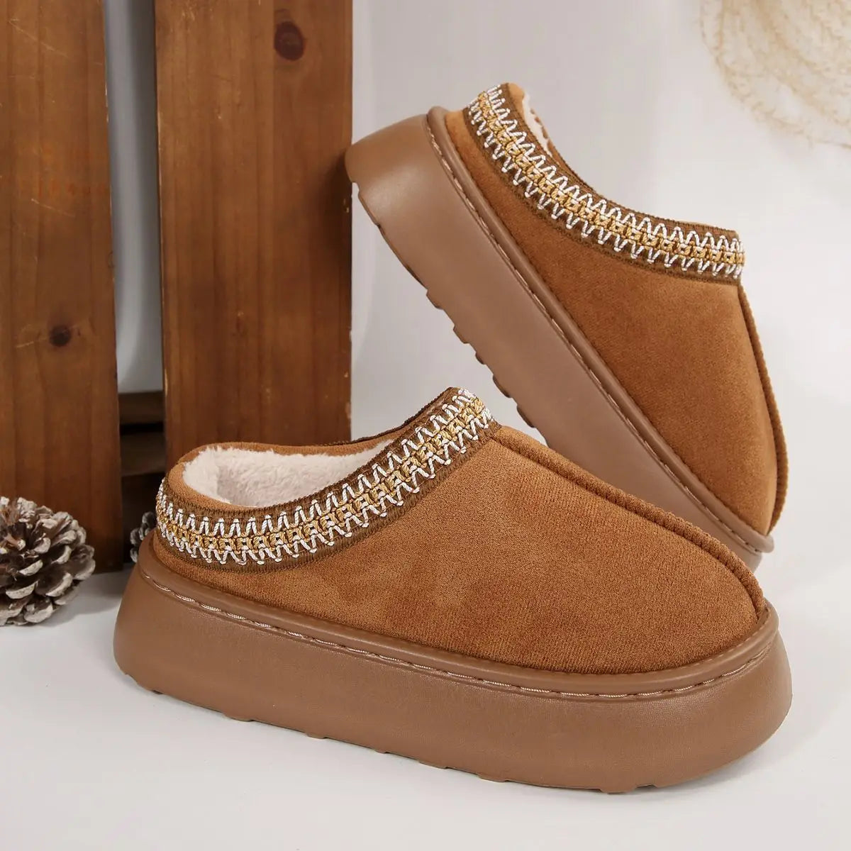 Winter Woman Slippers Plush Interior