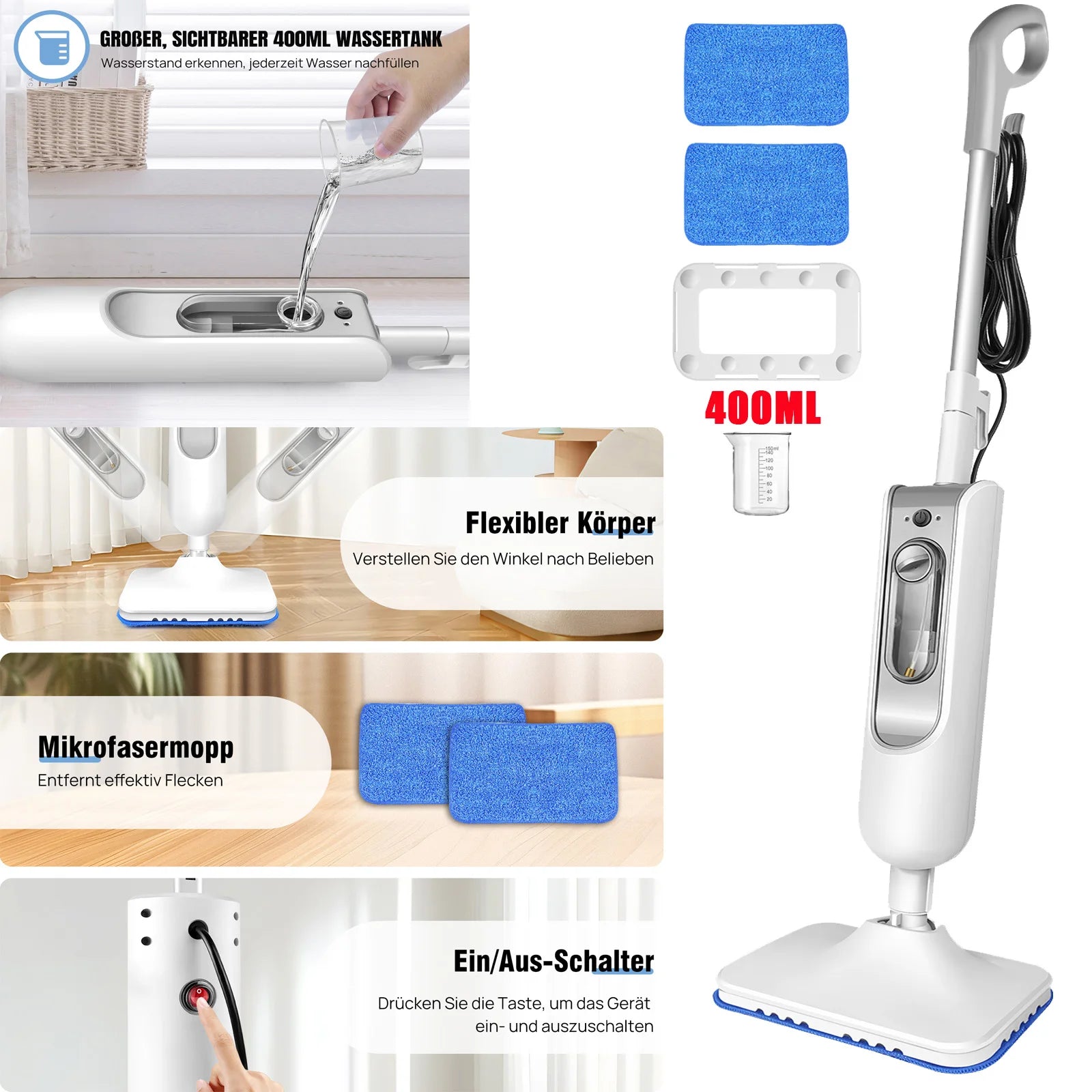 Steam Mop & Detachable Cleaner