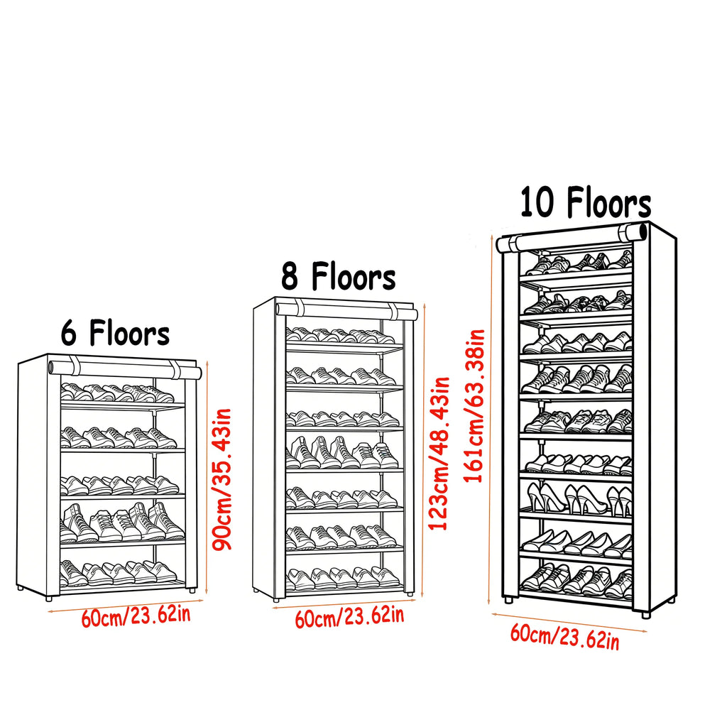 6–10 Tier Rolling Shoe Cabinet