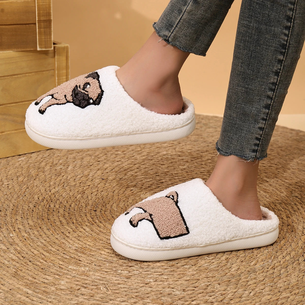 Plush Dog House Slippers